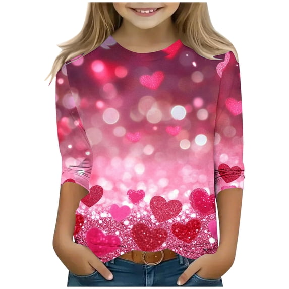 BaoFuBaoMei Funny Graphic Tees Boys Girls Valentines Heart Long Sleeve Pullover Shirt Slim Crew Neck Fall Outfits for School Party Classroom Celebration