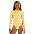 thumbnail image 1 of BaoFuBaoMei Girls 1 Piece Swimsuits Mock Neck Long Sleeve Bathing Suit Polka Full Coverage Swimwear Summer Beach Swim Set, 1 of 7