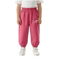 thumbnail image 1 of BaoFuBaoMei Joggers for Girls Solid Soft Pants High Elastic Waist Loose Everyday Pants Outdoor Casual Trousers, 1 of 7