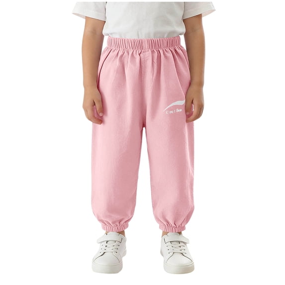 BaoFuBaoMei Joggers for Girls Solid Soft Pants High Elastic Waist Loose Everyday Pants Outdoor Casual Trousers