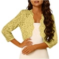 thumbnail image 1 of BaoFuBaoMei Lace Cardigans for Women Plus Sizes Lightweight Open Front 3/4 Sleeve Cardigan Scalloped Hem Cropped Solid Tops, 1 of 7