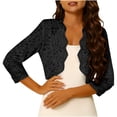 thumbnail image 1 of BaoFuBaoMei Lace Cardigans for Women Plus Sizes Lightweight Open Front 3/4 Sleeve Cardigan Scalloped Hem Cropped Solid Tops, 1 of 7
