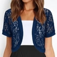 thumbnail image 1 of BaoFuBaoMei Lace Cardigans for Women Plus Sizes Lightweight Open Front Short Sleeve Cardigan Curved Hem Cropped Solid Tops, 1 of 7