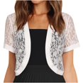 thumbnail image 1 of BaoFuBaoMei Lace Cardigans for Women Plus Sizes Lightweight Open Front Short Sleeve Cardigan Curved Hem Cropped Solid Tops, 1 of 7