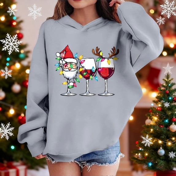BaoFuBaoMei Lightweight Hoodie Boys Girls Christmas Solid Color Long Cuffed Sleeve Sweatshirt Tops Fleece Lined Loose Hooded Fall Clothing for Christmas Dinner Vacation Holiday