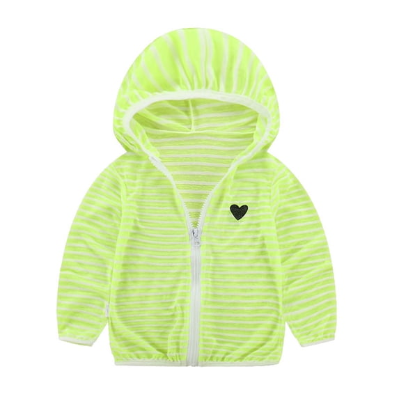 BaoFuBaoMei Long Sleeve Shirt Boys Girls Cotton Striped Cuffed Sleeve Pullover Tops Sun Protect Zipper Loose Hooded Fall Clothing for School Daily Wear Outdoor