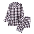 thumbnail image 1 of BaoFuBaoMei Men Pajamas Sets Adults in Cotton Button up Collared Lounge Sets Long Sleeve Pants Sleepwear Sets Checked Soft Loungewear, 1 of 5