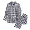 thumbnail image 1 of BaoFuBaoMei Men Pajamas Sets Adults in Cotton Button up Collared Lounge Sets Long Sleeve Pants Sleepwear Sets Gingham Soft Loungewear, 1 of 6