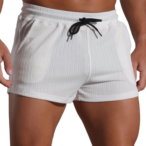 BaoFuBaoMei Mens 2 Inch Inseam Shorts Big and Tall Solid Drawstring Workout Shorts Summer Casual Shorts