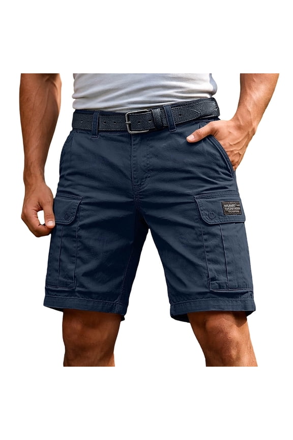 Mens 7 Inch Shorts with Pockets Cargo Knee Length Shorts Solid Fashion Mid Length Shorts Comfy Outdoors Shorts