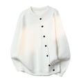 thumbnail image 1 of BaoFuBaoMei Mens Button up Cardigan Sweaters Big and Tall Asymmetric Button Crew Neck Long Sleeve Cardigan Solid Textured Knit Fall Winter Sweater, 1 of 4
