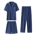 thumbnail image 1 of BaoFuBaoMei Mens Pajamas Cotton 3 Piece Button up Collared Lounge Sets Short Sleeve Tops Ribbed Sleepwear Sets Breathable Soft Loungewear, 1 of 2
