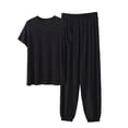 thumbnail image 1 of BaoFuBaoMei Mens Pajamas Set Big and Tall 2 Piece Crew Neck Lounge Sets Short Sleeve Top Joggers Sleepwear Sets Comfy Soft Loungewear with Pockets, 1 of 5