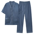 thumbnail image 1 of BaoFuBaoMei Mens Pjs Sets 2 Piece Big and Tall Button up 2 Piece V Neck Pajamas Short Sleeve and Pants Sleepwear Sets Comfy Soft Loungewear with Pockets, 1 of 8