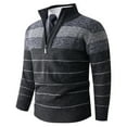 thumbnail image 1 of BaoFuBaoMei Mens Quarter Zip Sweaters Big and Tall Ribbed Trim Fleece Lined Long Sleeve Sweater Striped Stretchy Fall Winter Tops, 1 of 2