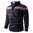 thumbnail image 1 of BaoFuBaoMei Mens Quarter Zip Sweaters Big and Tall Ribbed Trim Fleece Lined Long Sleeve Sweater Striped Stretchy Fall Winter Tops, 1 of 4