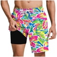 thumbnail image 1 of BaoFuBaoMei Mens Quick Dry Swim Shorts with Liner Big and Tall Printed Drawstring Shorts Beach Vacation Swim Trunks with Pockets, 1 of 6