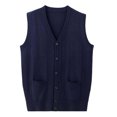thumbnail image 1 of BaoFuBaoMei Mens Wool Cardigan Sweater Big and Tall V Neck Sleeveless Vest Button up Ribbed Trim Cardigan Solid Knitted Sweater with Pockets, 1 of 4