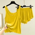 thumbnail image 1 of BaoFuBaoMei Modal Pajamas Women 2 Piece Plus Size V Neck Tank and Shorts Sleepwear Ruffle Trim Solid Soft Lounge Set, 1 of 6