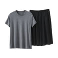 thumbnail image 1 of BaoFuBaoMei Pajamas for Men 2 Piece Set Big and Tall Crew Neck Lounge Sets Short Sleeve Top and Shorts Sleepwear Sets Comfy Soft Loungewear with Pockets, 1 of 5