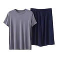 thumbnail image 1 of BaoFuBaoMei Pajamas for Men 2 Piece Set Big and Tall Crew Neck Lounge Sets Short Sleeve Top and Shorts Sleepwear Sets Comfy Soft Loungewear with Pockets, 1 of 5