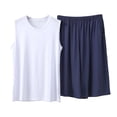 thumbnail image 1 of BaoFuBaoMei Pajamas for Men 2 Piece Set Big and Tall Crew Neck Lounge Sets Tank Top and Shorts Sleepwear Sets Comfy Soft Loungewear with Pockets, 1 of 5