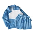 thumbnail image 1 of BaoFuBaoMei Shorts and Jacket Sets for Girls 2 Piece Summer Trendy Vacation Travel Outfits Long Sleeve Jacket and Shorts Sets, 1 of 7