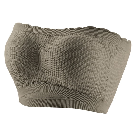BaoFuBaoMei Strapless Bras for Women Plus Size Ribbed Wireless Bra Non Slide Supportive Bandeau Bra Soft Everyday Tube Bra