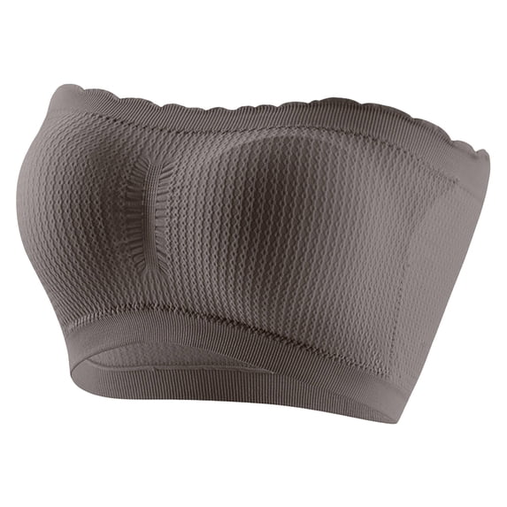 BaoFuBaoMei Strapless Bras for Women Plus Size Ribbed Wireless Bra Non Slide Supportive Bandeau Bra Soft Everyday Tube Bra