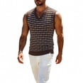thumbnail image 1 of BaoFuBaoMei Sweater Vest Men Knitted Big and Tall V Neck Ribbed Trim Sleeveless Sweater Stripe Jacquard Fall Tops, 1 of 6