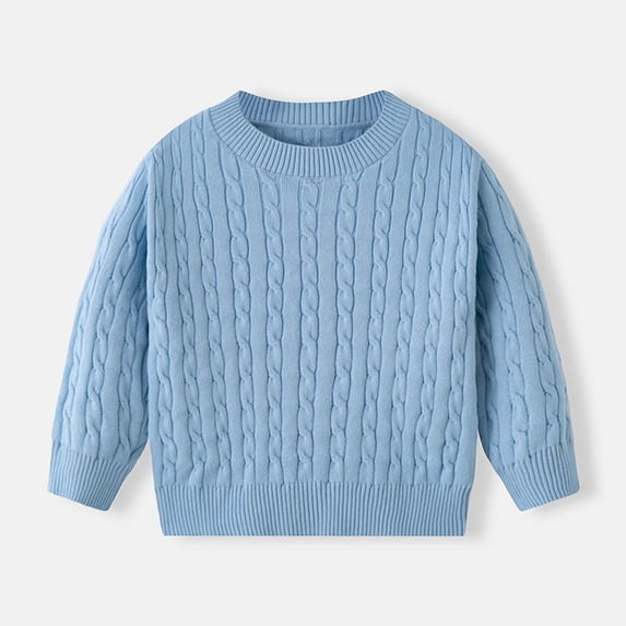 BaoFuBaoMei Sweaters for Boys Girls Soft Knit Solid Color Long Cuffed Sleeve Pullover Tops Slim Crew Neck Fall Clothing for School Daily Wear