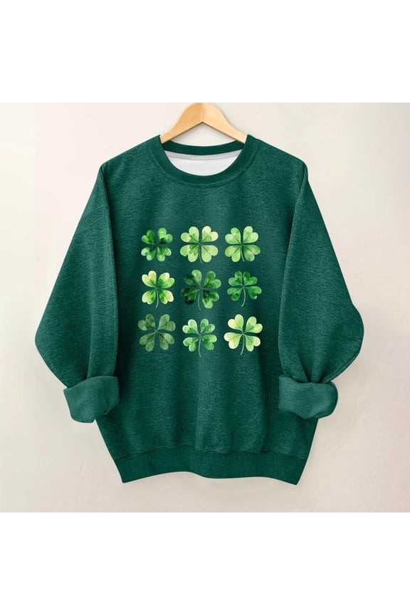Sweatshirt for Boys Girls Long Sleeve St Patricks Day Green Cuffed Sleeve Pullover Tops Loose Crew Neck Fall Clothes for School Daily Wear Outdoor
