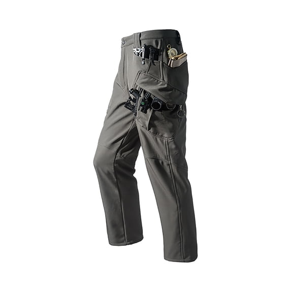 BaoFuBaoMei Water Resistant Cargo Pants for Men Polar Fleece Straight Leg Trousers Windproof Button Zipper Fly Pants Outdoor Solid Trousers