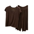 thumbnail image 1 of BaoFuBaoMei Wide Leg Pajama Set for Women 2 Piece Plus Size Cap Sleeve Pjs Crew Neck Top and Drawstring Capris Lounge Set Loose Comfy Sleepwear, 1 of 5