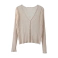 thumbnail image 1 of BaoFuBaoMei Womens Cotton Knit Cardigan Sweater Lightweight Sheer Long Sleeve Cardigans Button up V Neck Sweater Cropped Solid Tops, 1 of 5
