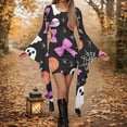 thumbnail image 1 of BaoFuBaoMei Womens Dresses for Halloween Plus Size Crew Neck Long Flared Sleeve Halloween Candy Ghost Print Dresses Irregular Hem Bodycon Party Dresses, 1 of 5