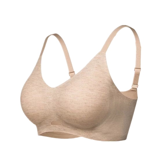 BaoFuBaoMei Womens Ribbed Bras Plus Size Push up Wireless Bra Adjustable Strap Seamless Brassiere Supportive Breathable Bralette