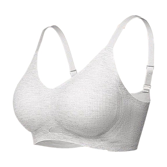 BaoFuBaoMei Womens Ribbed Bras Plus Size Push up Wireless Bra Adjustable Strap Seamless Brassiere Supportive Breathable Bralette