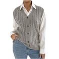 thumbnail image 1 of BaoFuBaoMei Womens Sleeveless Cardigan Sweater Vest Cable Knit Ribbed Button up Cardigan V Neck Solid Casual Sweater, 1 of 4
