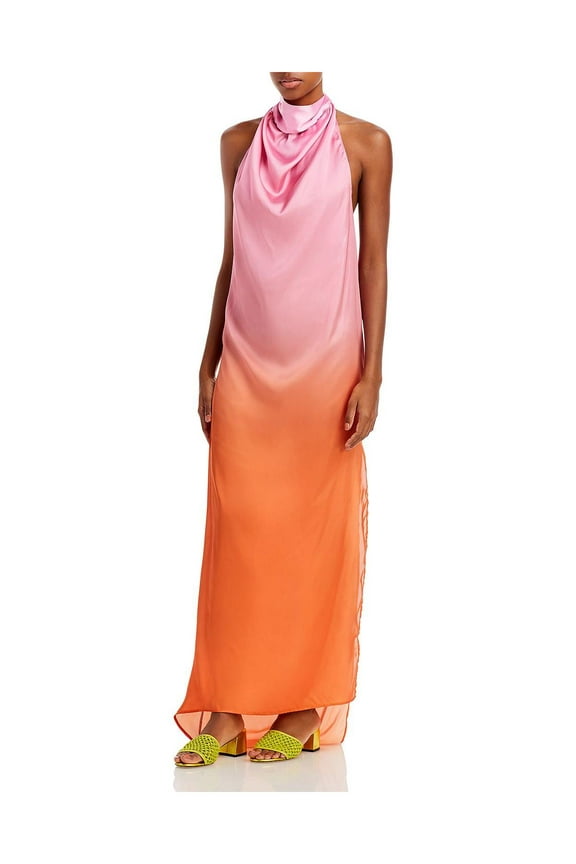 Womens Satin Open-Back Maxi Dress