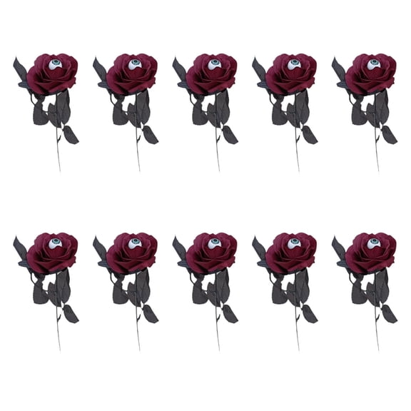 Baoblaze 10 Pieces Halloween Artificial Roses with Eyeballs for Bar Stage Performance Red