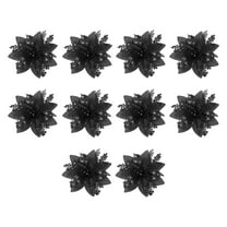 Baoblaze 10Pcs Artificial Flowers Cemetery Fireplace Christmas Poinsettia Decorations Black