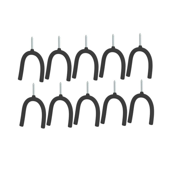 Baoblaze 10Pcs Screw in U Hooks Equipment Workshop Organizer Garage Storage Organizer Black