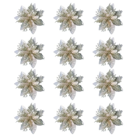 Baoblaze 12 Heads Artificial Flowers Christmas Flowers Fake Flowers Christmas Decorations Gold