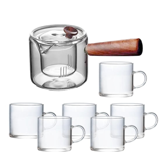Baoblaze 15oz Glass Teapot Tea Brewer Multipurpose Heat Resistant Blooming Kettle Pot with 6 cups