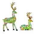 thumbnail image 1 of Baoblaze 2 Pieces Reindeer Statues Animal Sculptures Collection Desktop Table Centerpiece Green, 1 of 8