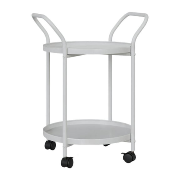 Baoblaze 2 Tier Round Side Table End Table with Wheels Simple Fruits and Vegetable Holder white