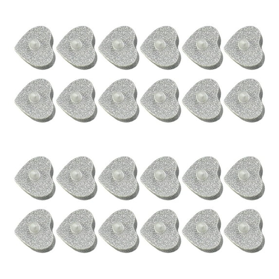 Baoblaze 24 Pieces Electric Tea Lights Heart LED Votive Candles 4x4cm for Restaurants Silvery
