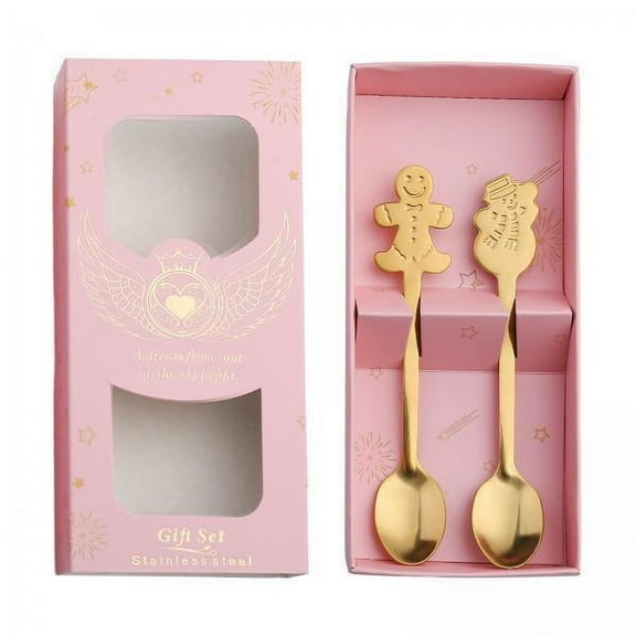 Baoblaze 3xXmas Cutlery Kits Stainless Steel Dessert Spoon for Party Kitchen Decoration 2pcs