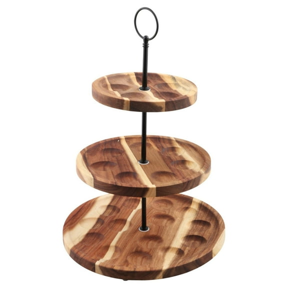 Baoblaze 3 Tier Wood Egg Holder Dessert Table Display for Kitchen Housewarming Pantry black